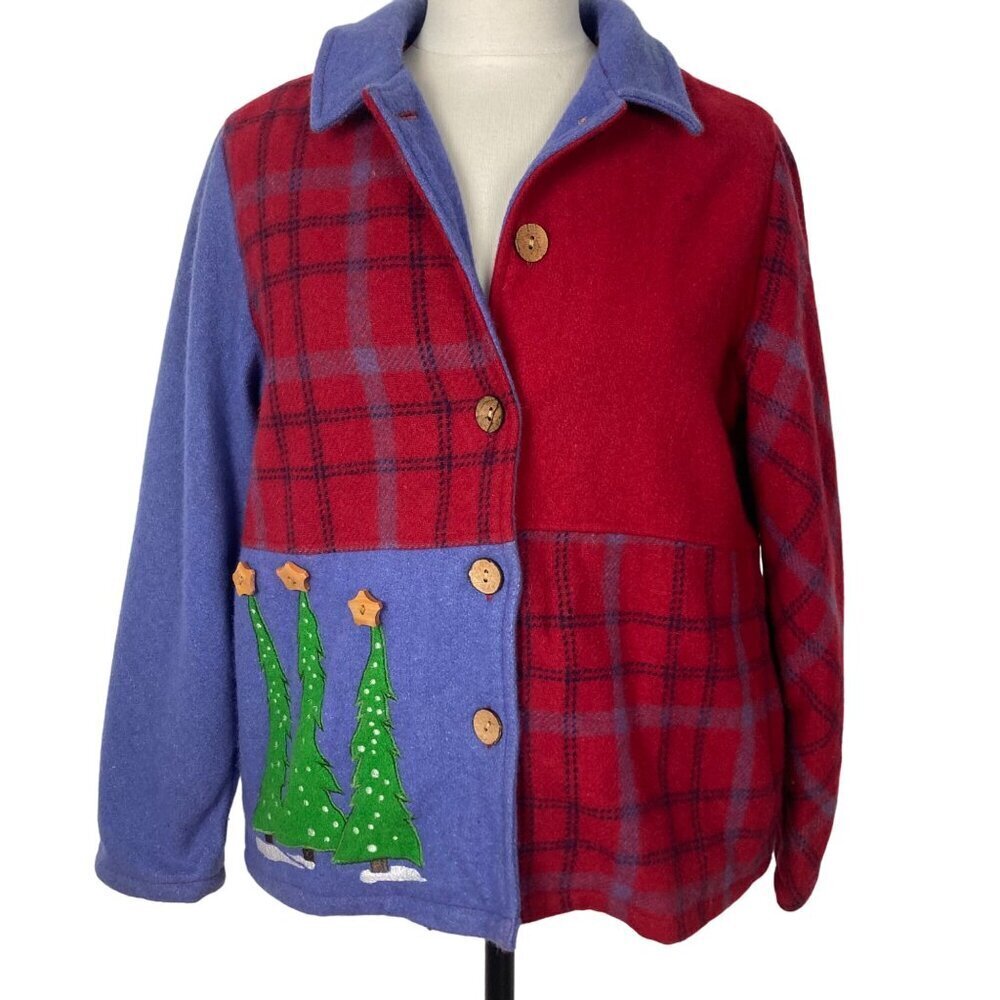 Breckenridge Patchwork Christmas Jacket Womens Pe… - image 2